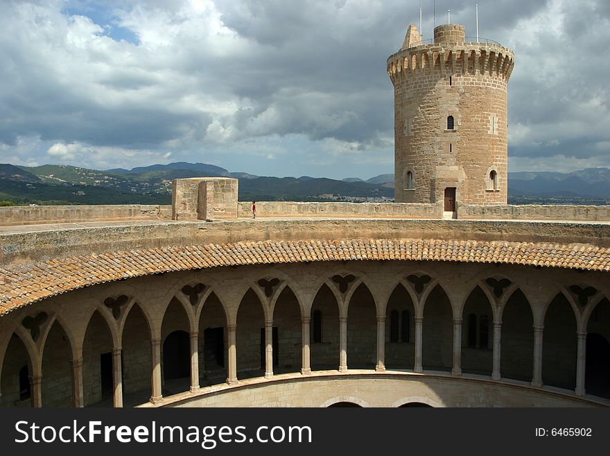 Tower on a castle in Majorca in Spain