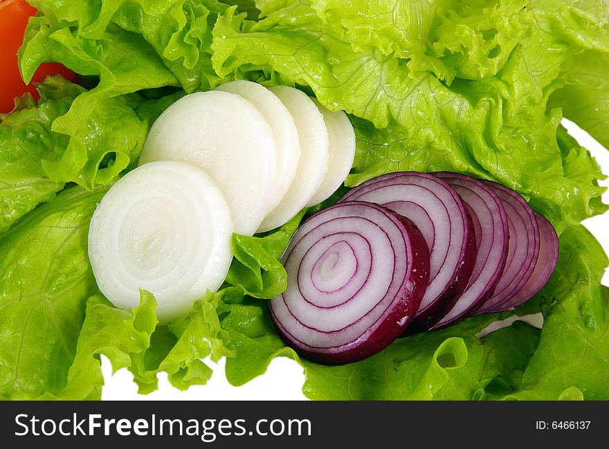 The salad and onions