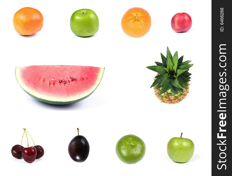 Set  of  fruits isolated on white background