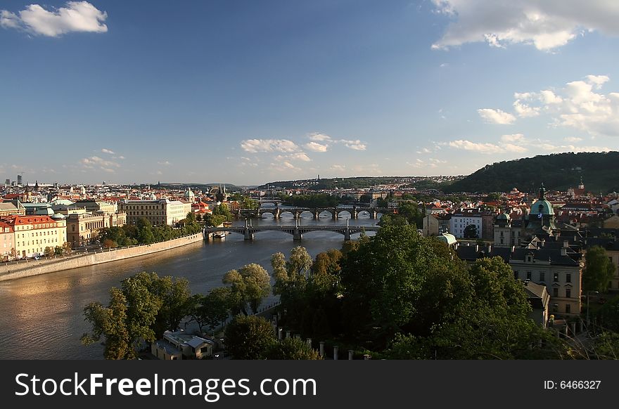 A view from Letna on the bridges of Prague. A view from Letna on the bridges of Prague