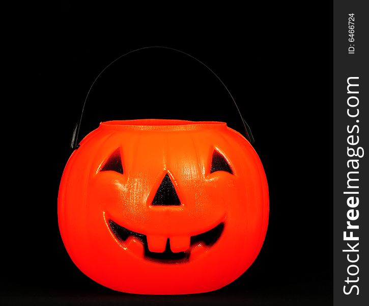 Halloween plastic jack â€˜o lantern for trick or treating. Halloween plastic jack â€˜o lantern for trick or treating