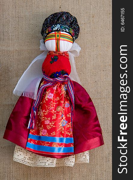 The Ukrainian national doll in traditional clothes