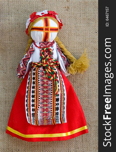 The Ukrainian national doll in traditional clothes