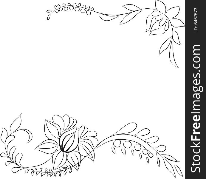 Decoration element from flowers, Vector illustrator