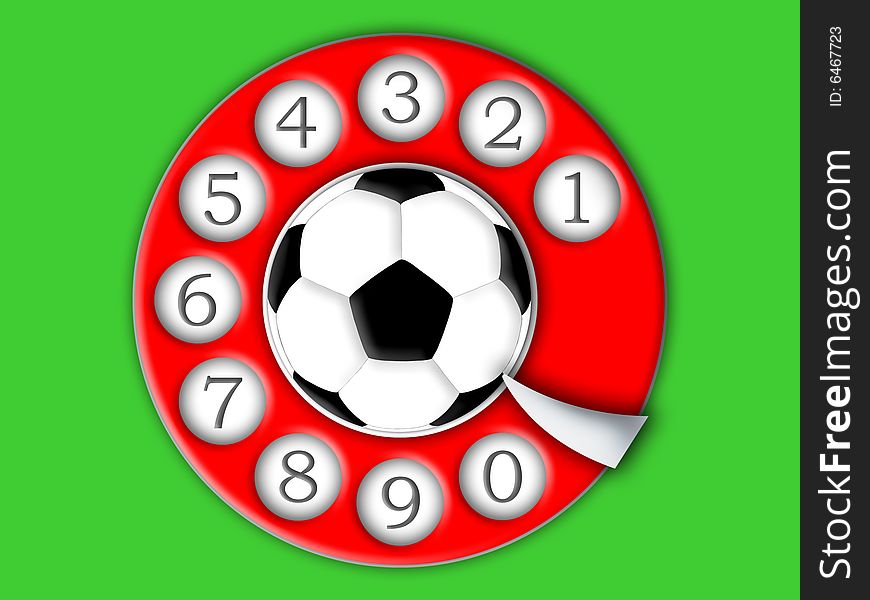 Football and dial on a green background