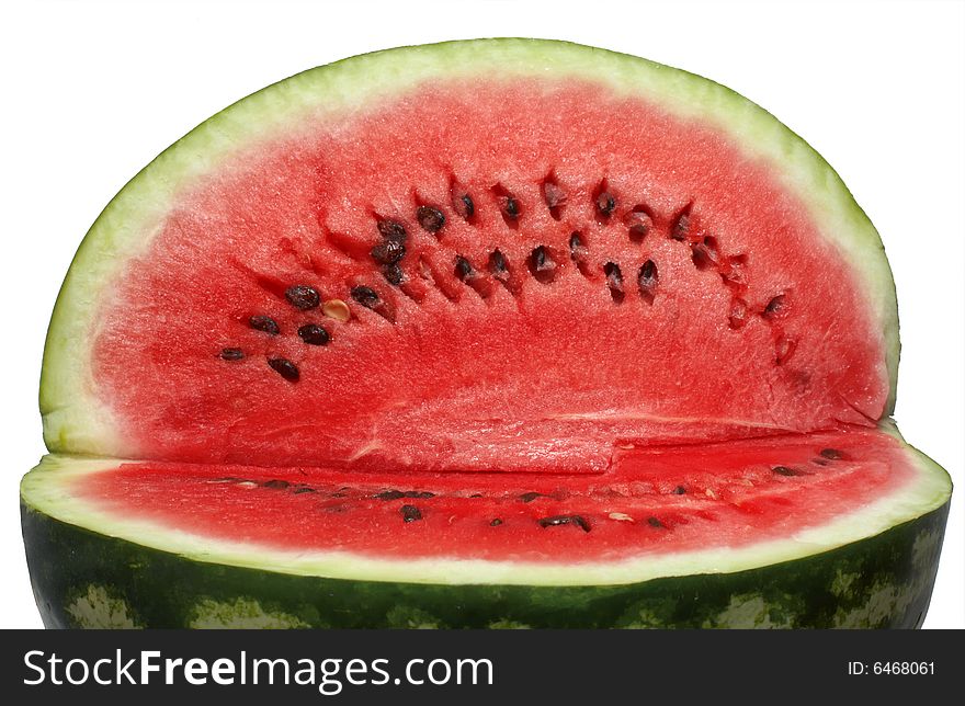 Ripe water-melon on a white background