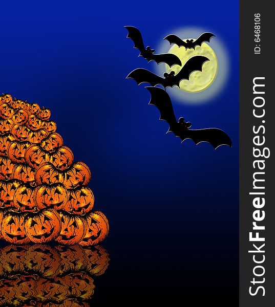 Illustration for Halloween background, card or party invitation. Illustration for Halloween background, card or party invitation