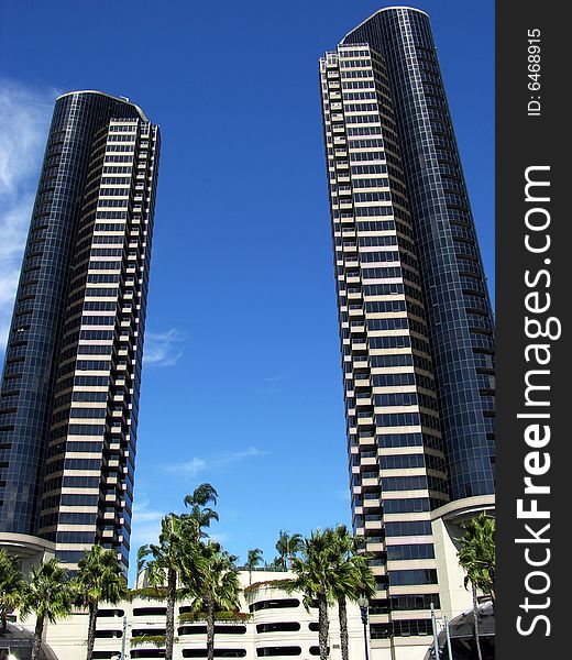 Two skyscrapers twins in San Diego downtown, California. Two skyscrapers twins in San Diego downtown, California.