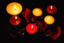 Lighted Decorative Candle Royalty Free Stock Photos
