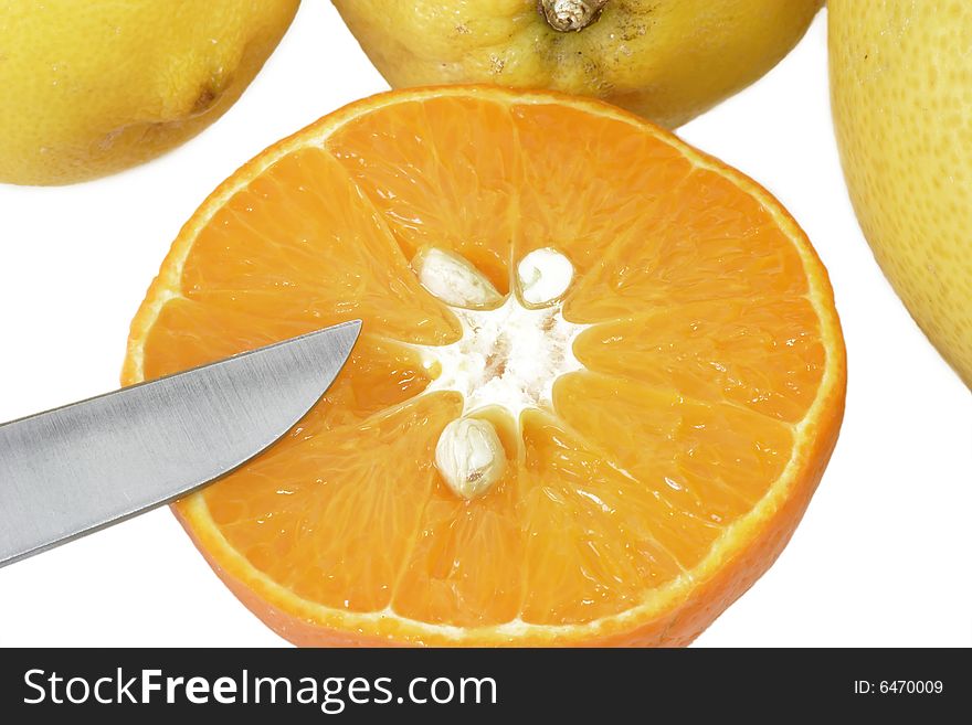 Fresh orange sliced isolated on white background. Fresh orange sliced isolated on white background
