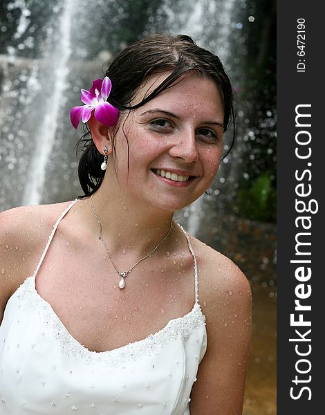 Tropical bride on her wedding day.