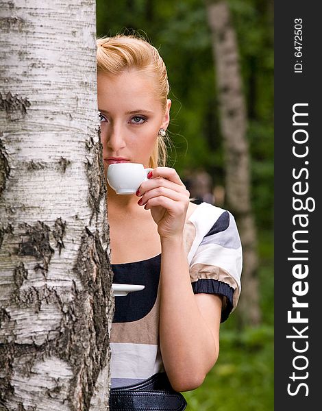 Beautiful Young Woman And Coffee