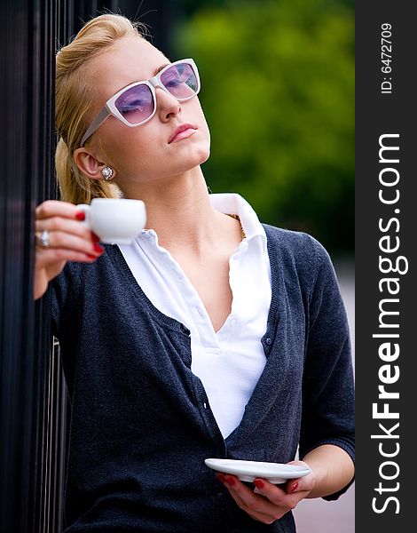 Beautiful Young Woman And Coffee