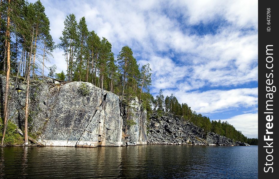 Pizanets - a nice famous lake in Karelia, surrounded by rocky banks. Pizanets - a nice famous lake in Karelia, surrounded by rocky banks