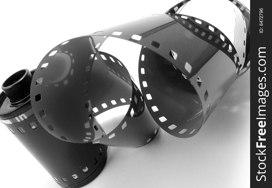 Loops of 35mm film in black and white
