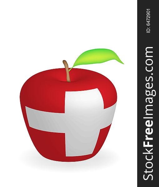 Illustration of Apple Switzerland flag. Illustration of Apple Switzerland flag