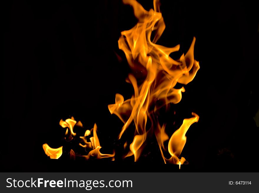 Fire flames in black background