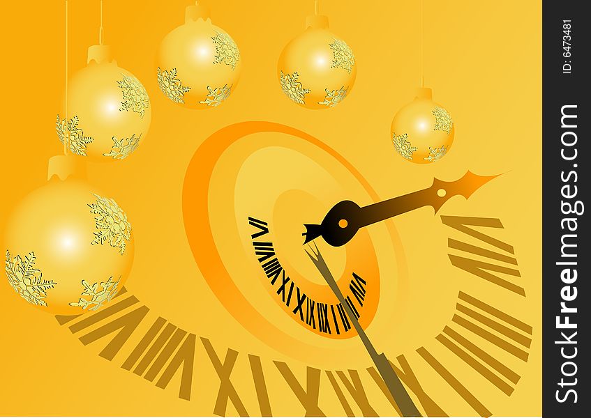 New Year decorations on theyellow background. New Year decorations on theyellow background