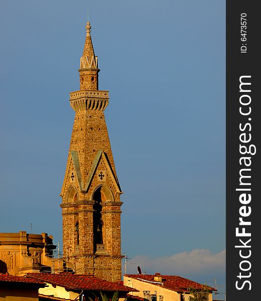 A wonderful glimpse of the belltower of Santa Croce church in Florence