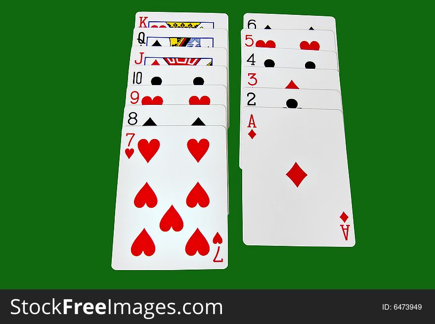 Set of cards isolated on green with clipping path. Set of cards isolated on green with clipping path