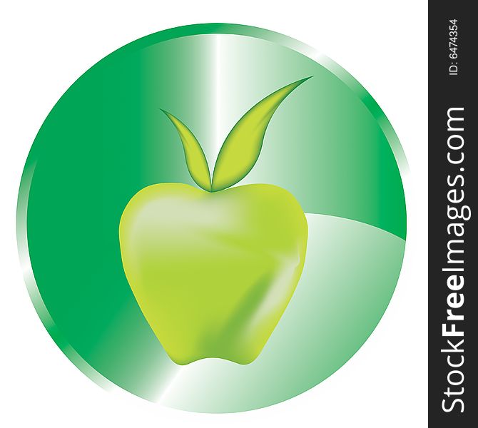 Green apple icon, vector illustration