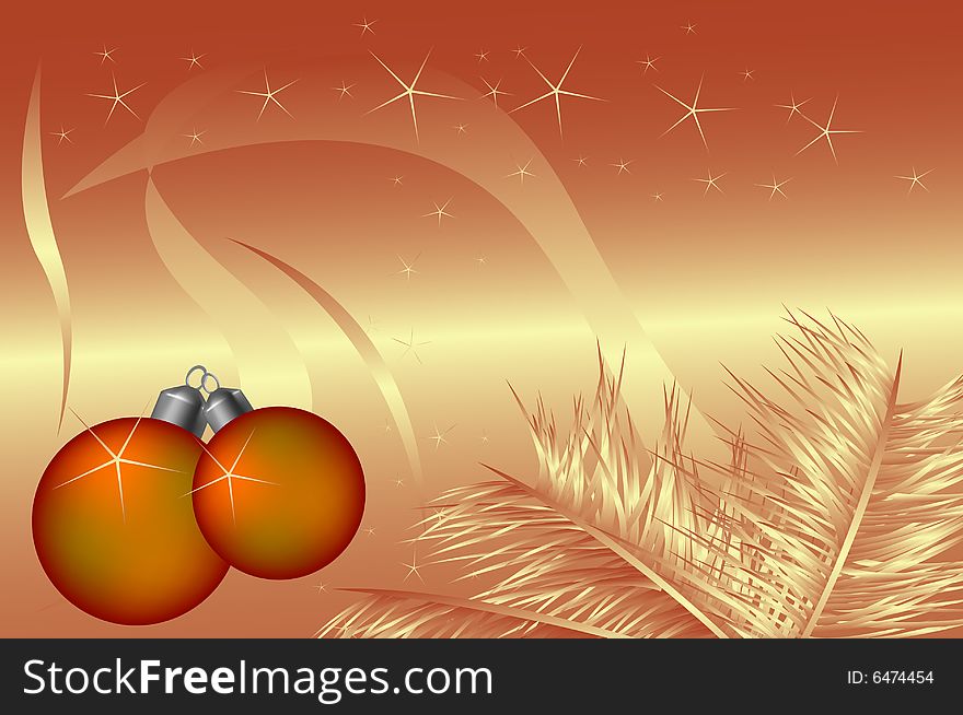 Christmas decoration with stars and christmas balls, vector illustration