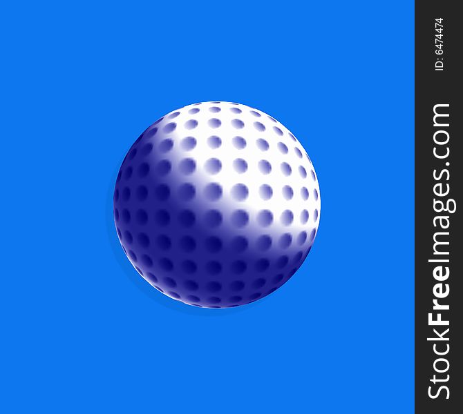 A golf ball isolated from blue back ground