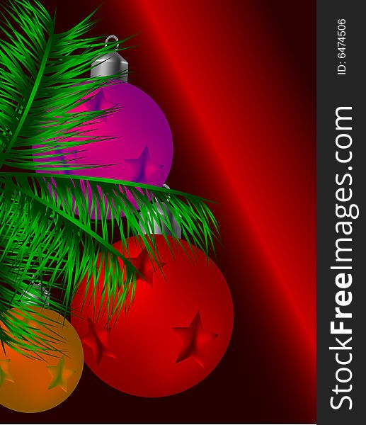 Christmas decoration with christmas balls, vector illustration