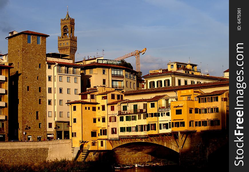 A suggestive glimpse of Old Bridge and the middletown in Florence