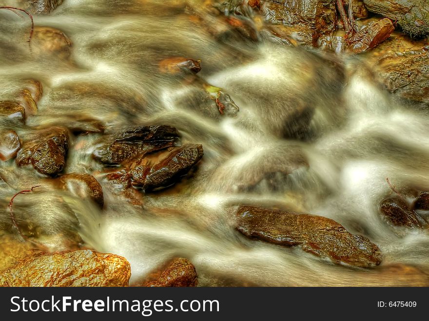 Beautiful stream water cascades in HDR