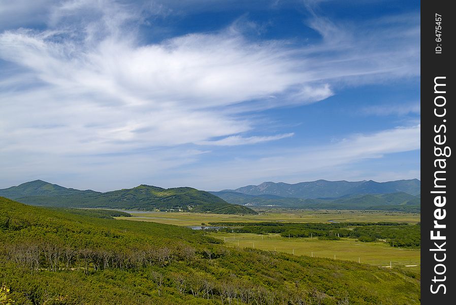 A summer landscape, a valley at the sea, the Far East, Russia