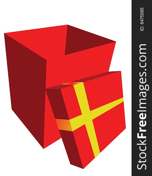 Red gift box, vector illustration