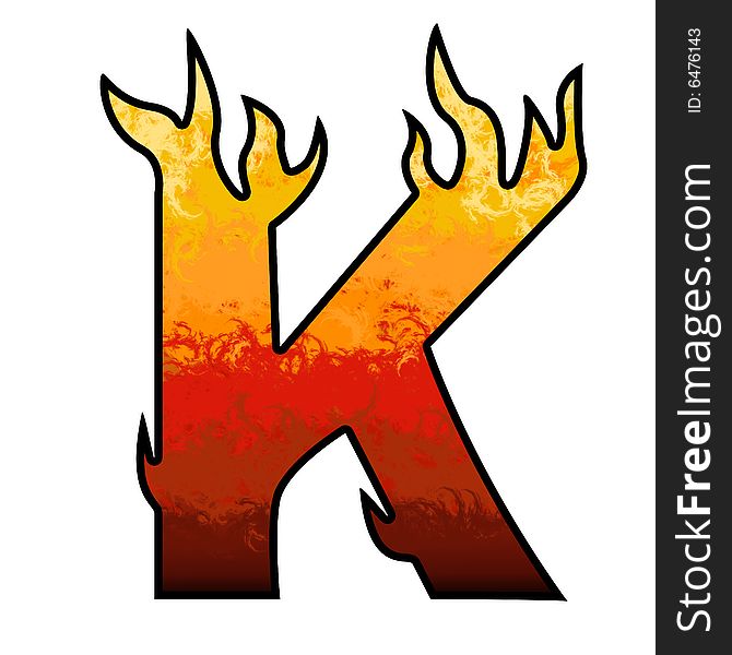 Flames Alphabet Letter K