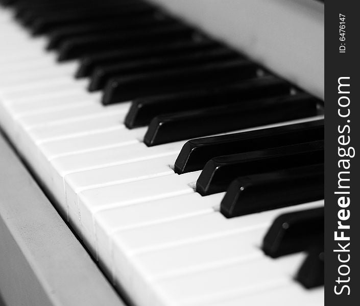 Black-and-white picture of keyboard classical musical instrument. Black-and-white picture of keyboard classical musical instrument
