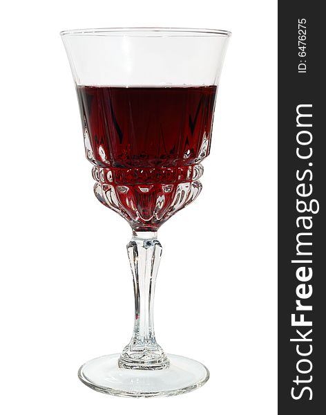 Wineglass of red wine isolated on white with clipping path