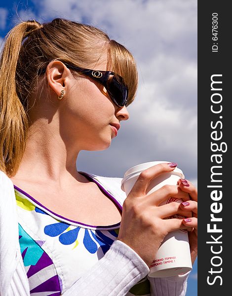 Beautiful Young Woman And Coffee