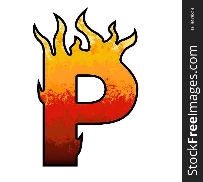 Flames Alphabet Letter P