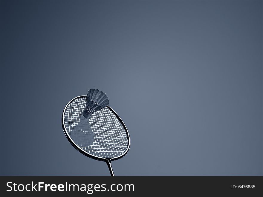 Badminton racket and shuttlecock sky blue. Badminton racket and shuttlecock sky blue