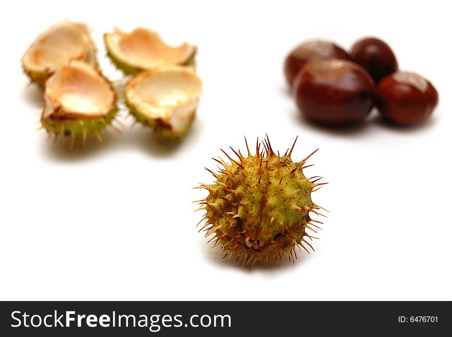 Chestnuts Isolated On A White Background