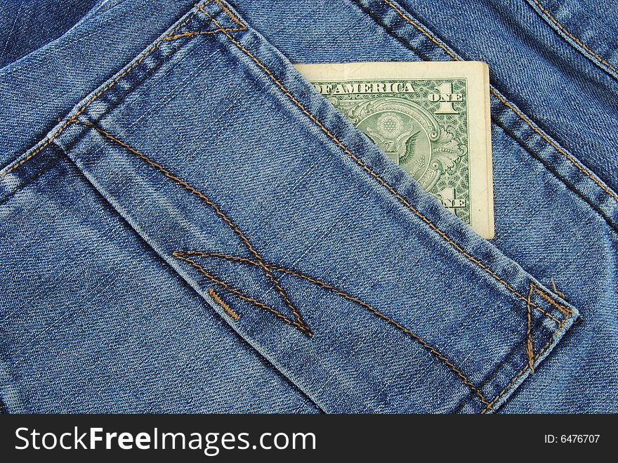 One dollar in the blue jeans pocket. One dollar in the blue jeans pocket