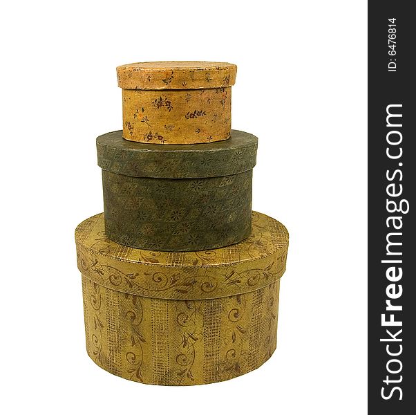 Stack of decorative round boxes