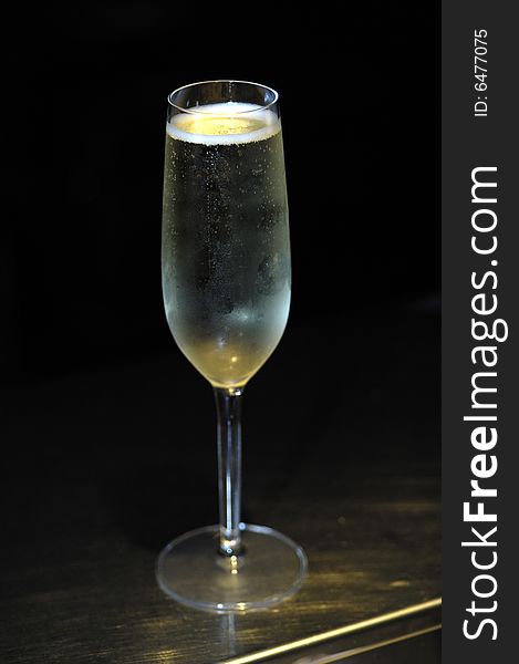 Sparkling white wine in flute glass for celebration