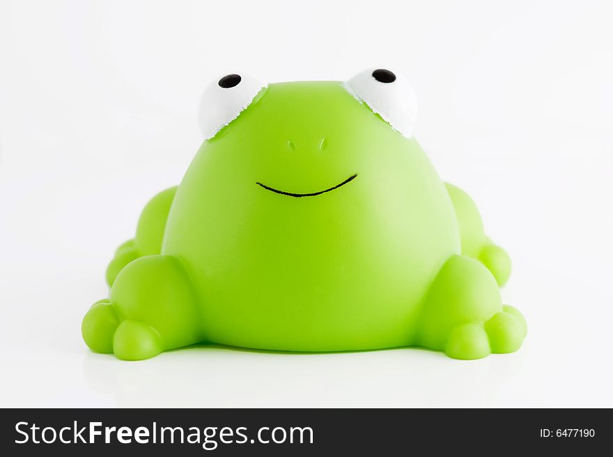 Green rubber frog to play in the water. Green rubber frog to play in the water