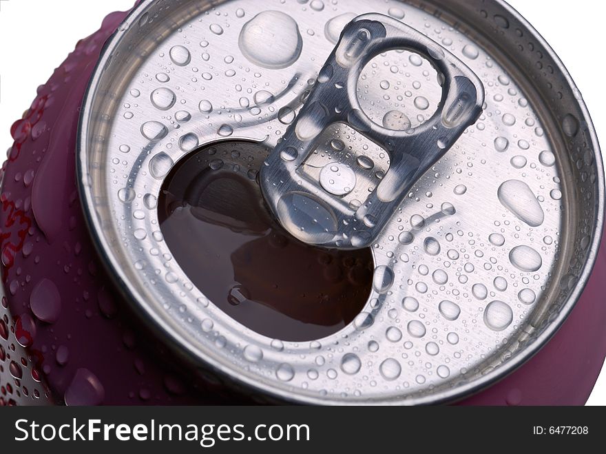 Canned drink with condensation on pure white background. Canned drink with condensation on pure white background.