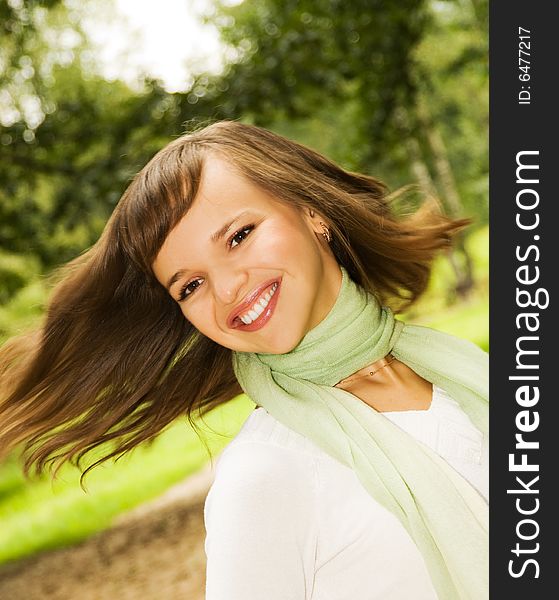 Beautiful romantic brunette close-up portrait