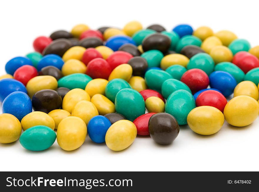 Colorful candies on white background