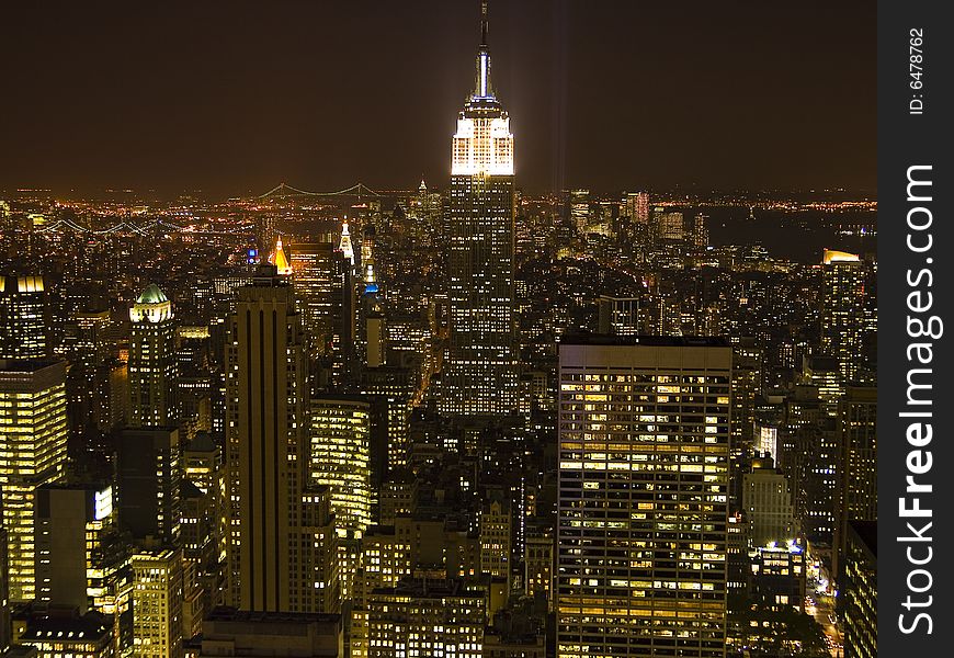 Aerial View of of New York City at Night