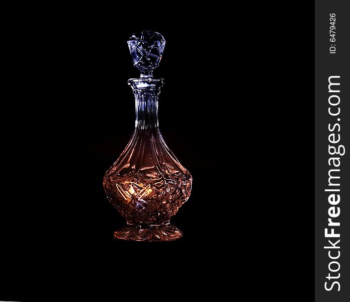 Glass in the black background with flash. Glass in the black background with flash