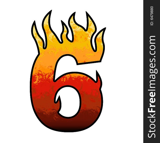 Flames Alphabet Number 6 Six
