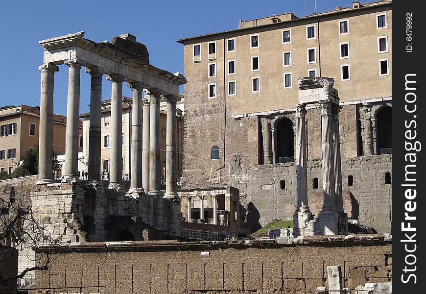 Ruins of an ancient Roman forum, Roma, Italy